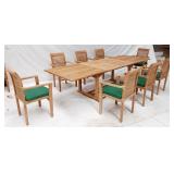 Teak rectangular outdoor dining table with 8 teak