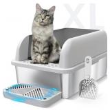 XL Stainless Steel Cat Litter Box, Enclosed, 37L