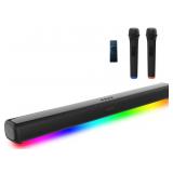 Karaoke sound bar, 2 Mics, 300w Speaker, Lights