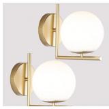 2pc Gold Mid Century Wall Sconces