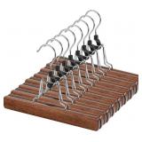 AMKUFO 12 Pack Wooden Pants Hangers with Clips