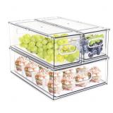 3pc MineSign stackable refrigerator organizer bins