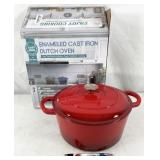 enameled cast iron dutch oven, red
