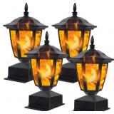4pc Dynaming Solar Flame Post Lights, Fit 4x4+post