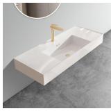 Integrated Glossy White Solid Surface Basin