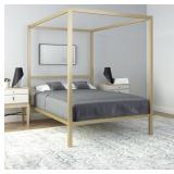 Dorel queen metal canopy bed, gold
