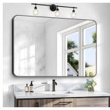 36x48" Black Rectangle Bathroom Mirror, Wall Mount