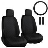 ENOGE Linen Car Seat Covers (Black, 2 Front Set)