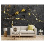 Black & Gold Marbled Wallpaper - 160"x108"