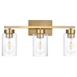 3-Light Vanity Light, Gold with Clear Glass