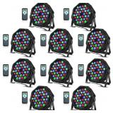 10pc 36 LED RGB Par Lights, Remote & DMX