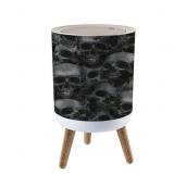 Trash Can with Lid: Skull Design