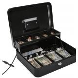 Jssmst Large Locking Cash Box with Money Tray