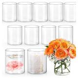 4 Inch Small Glass Cylinder Vases, 12pcs