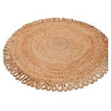 Tepo Round Jute Rug 5ft, Beautiful Big Braids