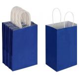 Oikss 50 Pack 5.25x3.25x8.25 Inch Blue Paper Bags