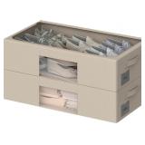 2pc Under Bed Storage Bins 23.6x15.7x6.3, Beige