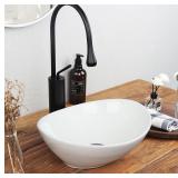 QISHKA 14" x 12" Oval Vessel Sink, NO faucet