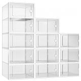 Hourleey 12 Pack Clear Stackable Shoe Organizer