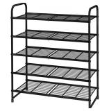 Simple Trending 5-Tier Stackable Shoe Rack, Black