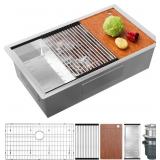 30 Inch Workstation Kitchen Sink 16 Gauge Steel