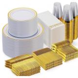 plastic dinnerware for 100 people, 700pc total