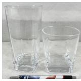 16pc square glass drinking glasses