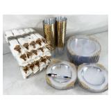 plastic dinnerware for 50 people, 350pc total