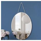Oval Silver Mirror with Iron Chain 12x16 inch