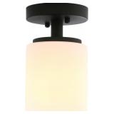 Pathson Ceiling Light, White Glass Shade, 1-Light