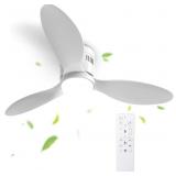 52" white ceiling fan with light, remote, white