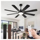 62" Black Ceiling Fan with light, Remote