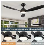 52" ceiling fan with light, remote, black
