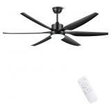 66" ceiling fan with light, black, remote