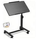Overbed Table w/ Wheels - Black, Adjustable Height