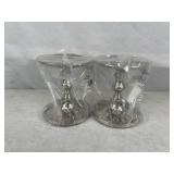Pair Hosley Iron Pillar Candle Holders, 5" silver