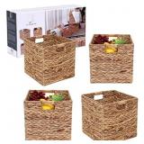 Foldable Wicker Storage Baskets 11x11x11, Set of 4