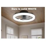 20" Ceiling Fan with Light, white, remote