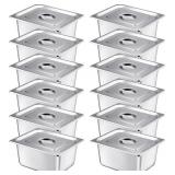 Mifoci 12 Pack 1/2 Size Steam Table Pan, 6-Inch