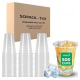 500 Pack - Clear Plastic Cups 7oz, Shatterproof
