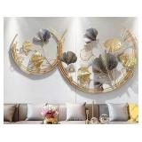 LLPCKPB 3D Ginkgo Leaf Metal Wall Art
