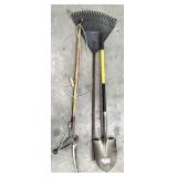 shovel, limb trimmer, rake. NO SHIPPING