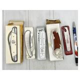 5pc assorted knives: CocaCola, Swiss Army, Indian