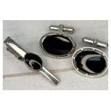 vintage sterling silver tie bar & cuff links set