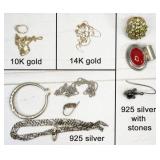 assorted gold/silver scrap/odd jewelry