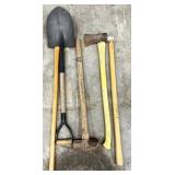 shovel, ax, broken sledge, handles. NO SHIPPING