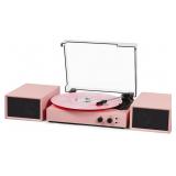 Vinyl Record Player, 3-Speed Turntable, pink