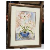 framed art - floral, signed Miller, approx