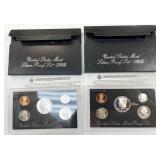 pair of 1992-S 5pc Silver proof sets, with