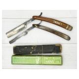 shaving set: C-Mon straight razor (marked "Peter